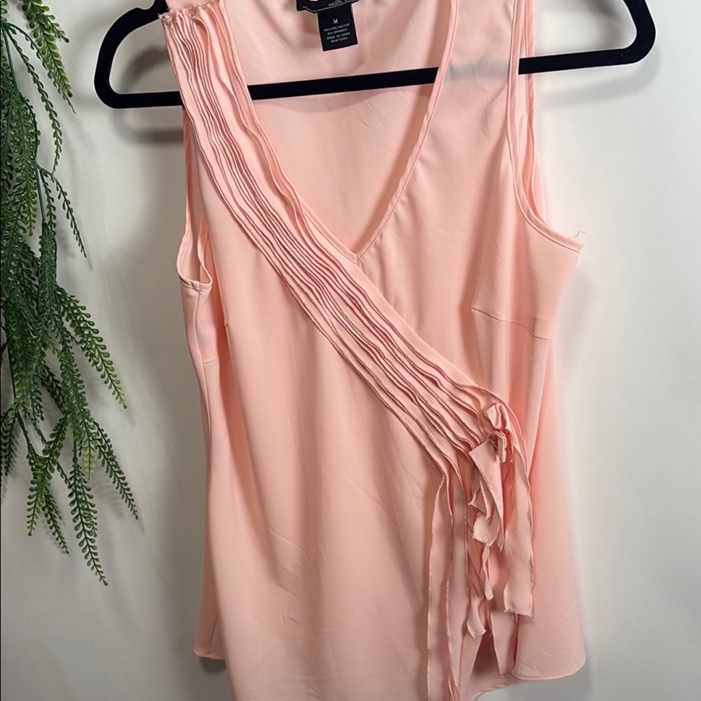 Willi Smith Asymmetrical Ruffled Pink Tank Top